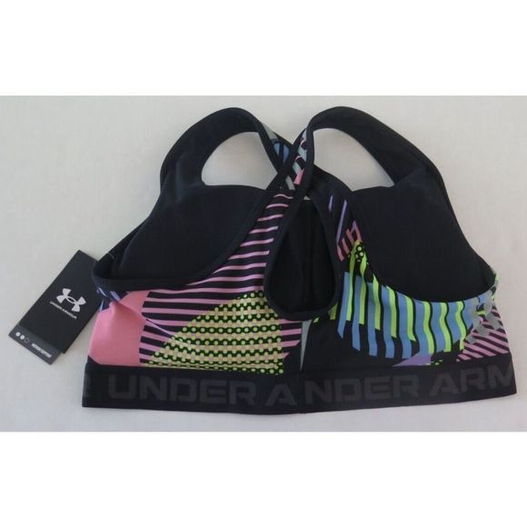 Under Armour 1371442 Women Sz 1X MuIticolor DFO Crossback Mid Printed Sports Bra - Picture 2 of 3